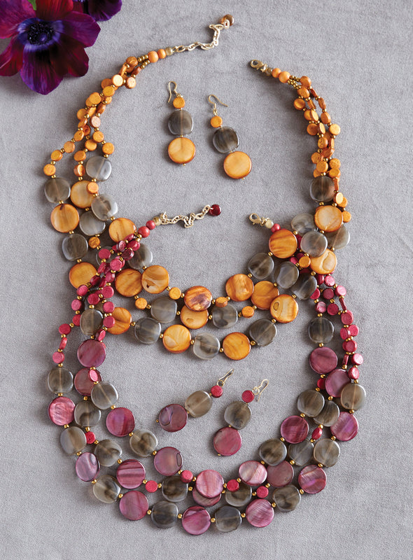 Iridescent Shells Necklace and Earrings Set