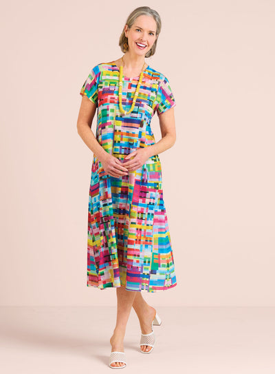 Rainbow Mosaic Dress Outfit