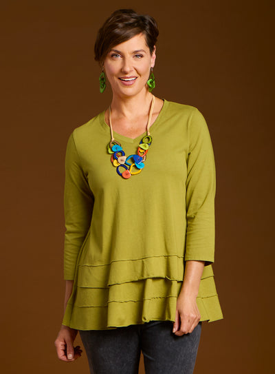 Cotton Comforts Tiered V-Neck Tunic