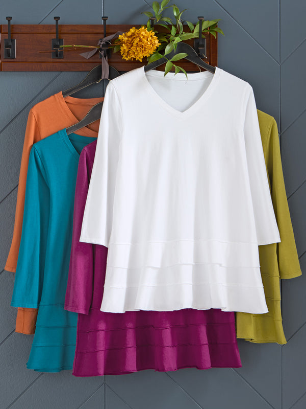 Cotton Comforts Tiered V-Neck Tunic