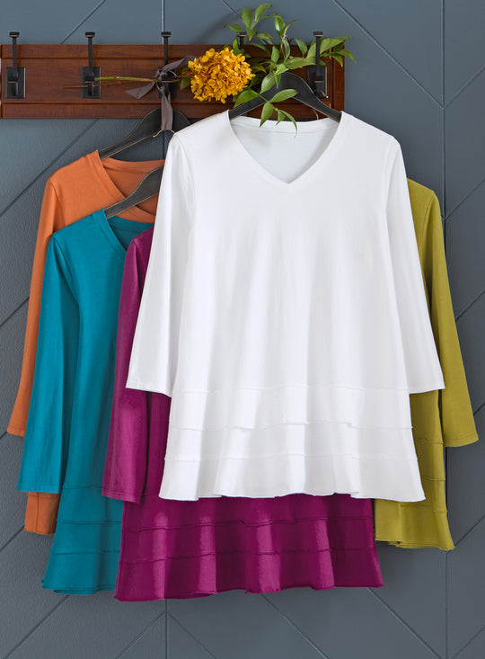 Cotton Comforts Tiered V-Neck Tunic