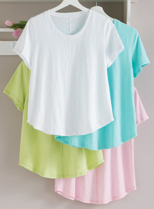 Classic Cotton Center-Seam Tee - Slub Knit Solid