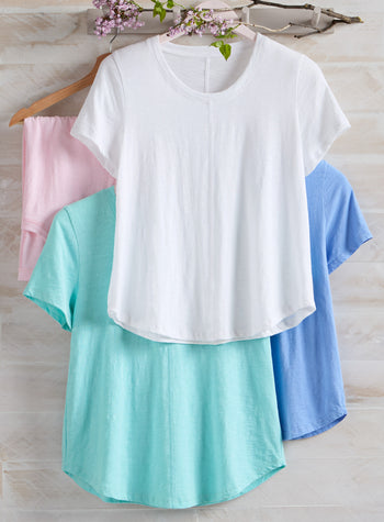 Classic Cotton Center-Seam Tee - Slub Knit Solid
