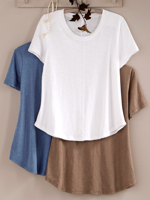 Classic Cotton Center-Seam Tee - Slub Knit Solid