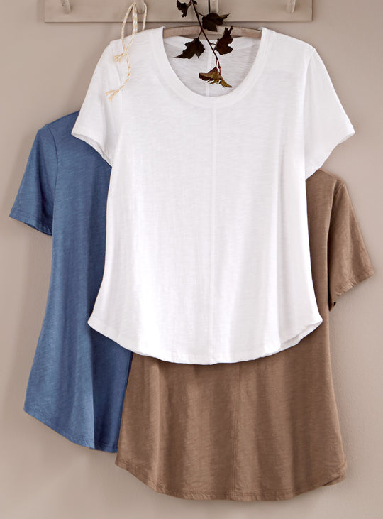 Classic Cotton Center-Seam Tee - Slub Knit Solid