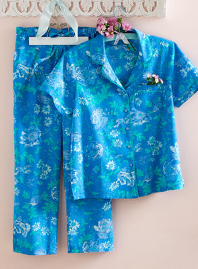 Blue Rose Short-Sleeve Pajamas