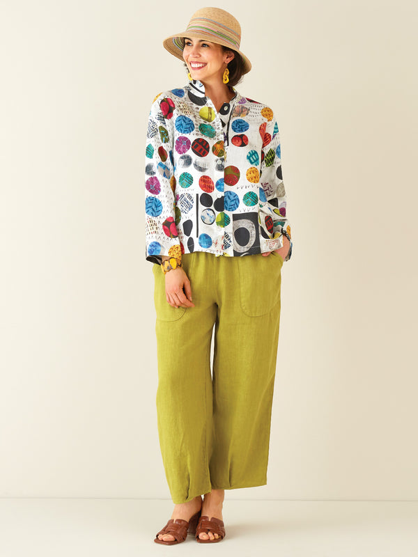 Raffia, Ribbon, and Linen Shirt Jacket Outfit