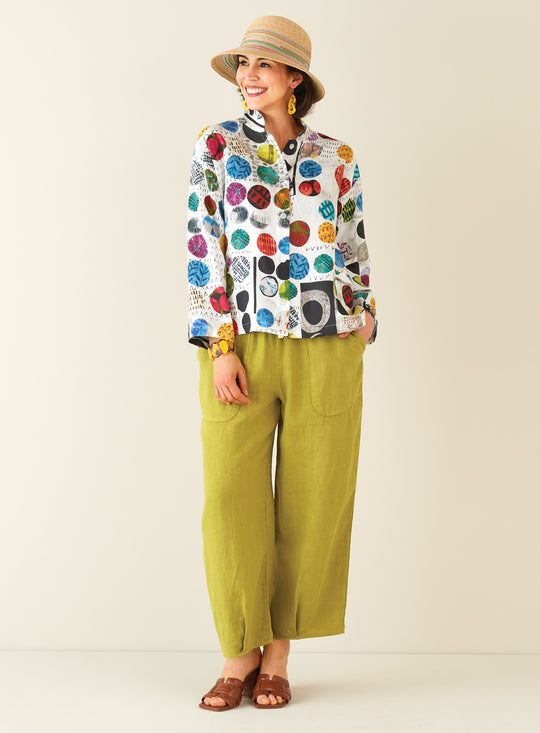 Raffia, Ribbon, and Linen Shirt Jacket Outfit