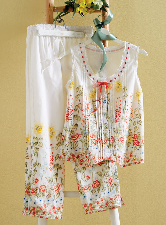 Sunflower Meadow Sleeveless Pajamas