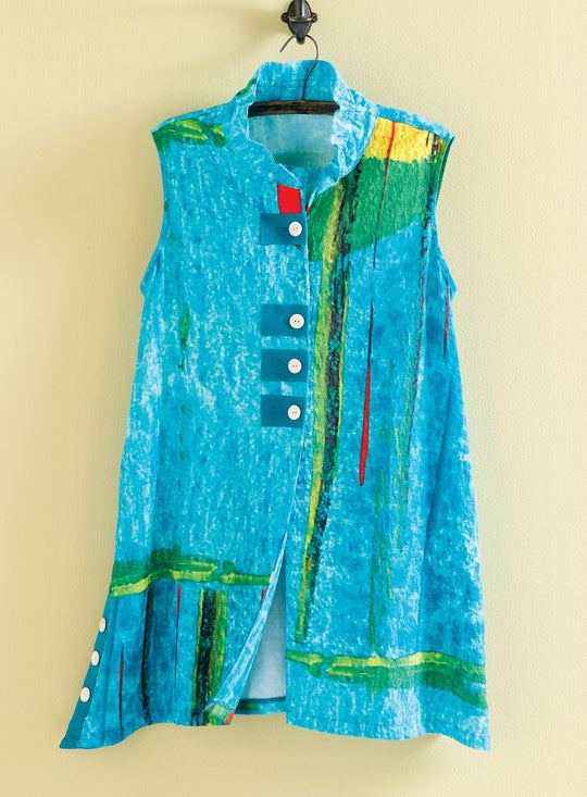 Skip Button Brushstroke Vest