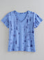 Indigo Imprint V-Neck Tee
