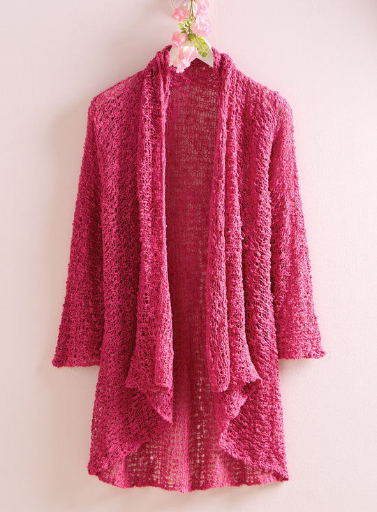 Lattice Knit Long Cardigan
