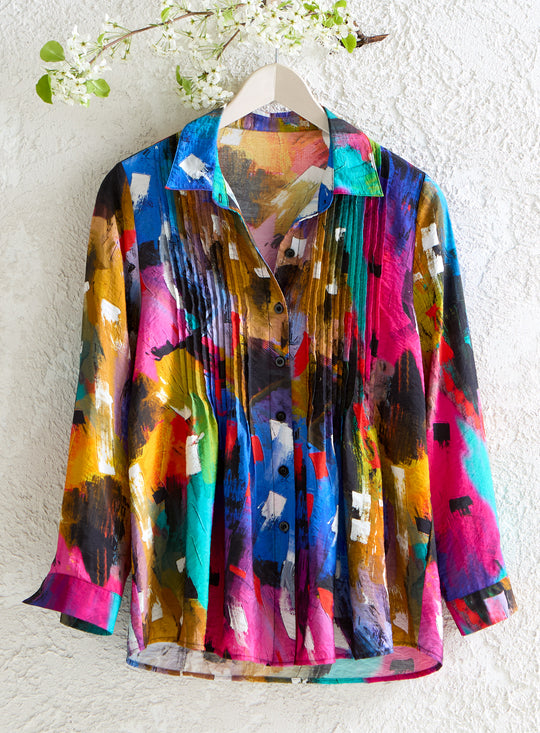 Expressionist Pin Tuck Blouse