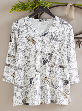 Meow and Again V-Neck Top