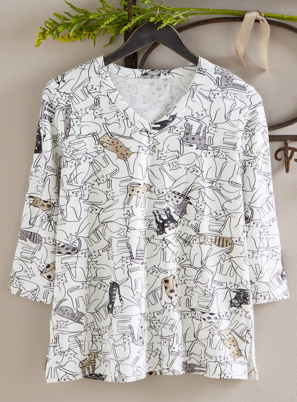 Meow and Again V-Neck Top
