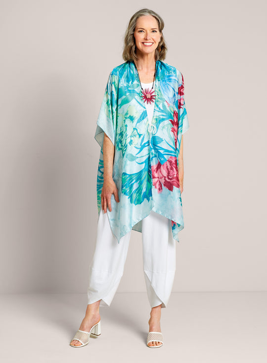 Soft Focus Satin Kimono Outfit