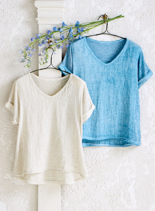 Linen Whisper V-Neck Tee