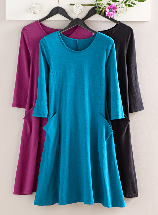 Cotton Comforts Slub-Knit Scoop Midi Dress