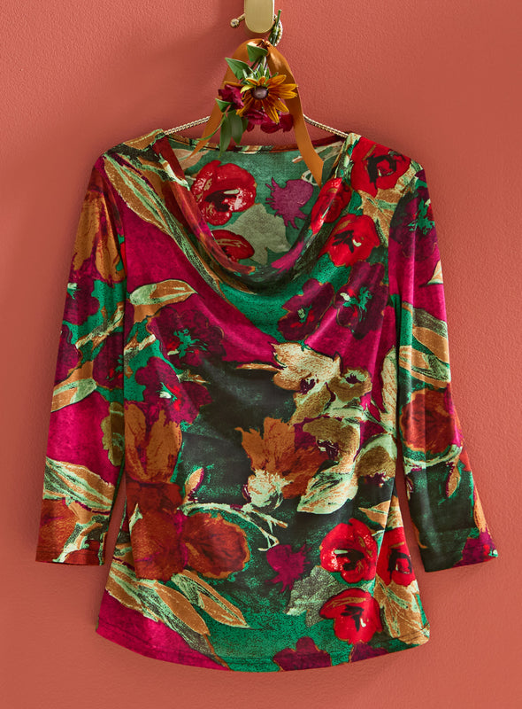 Painted Poppies Cowl Top