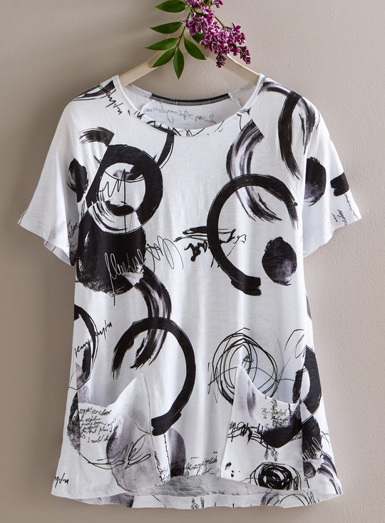 Swirl and Script Pocket Top