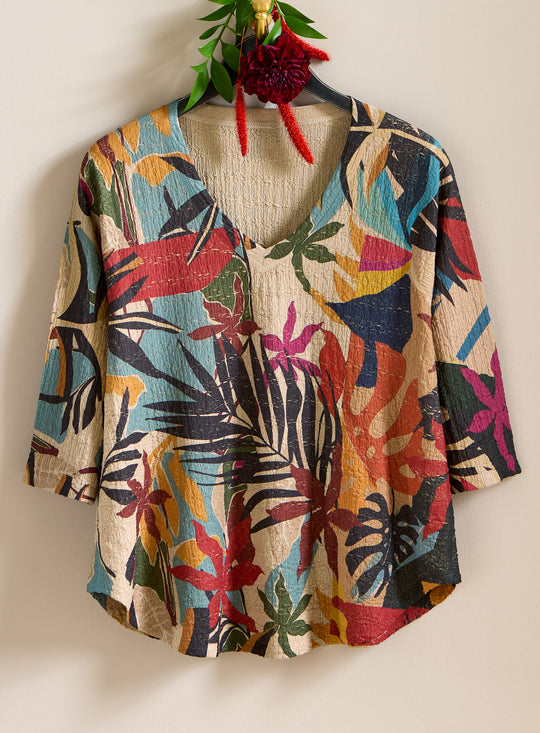 Frond and Center Textured Top