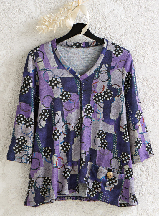 Pop Dot V-Neck Pocket Top