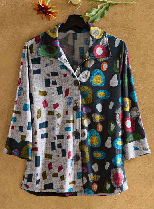 Shape Shifter Knit Button-Up Top