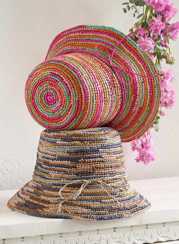 Soft Stripe Raffia Sun Hat