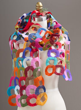 Ring Around the Rainbow Felted Scarf