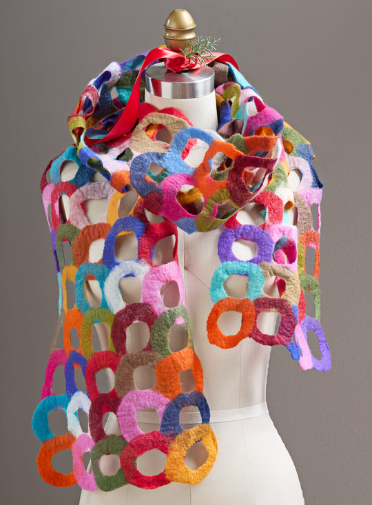 Ring Around the Rainbow Felted Scarf