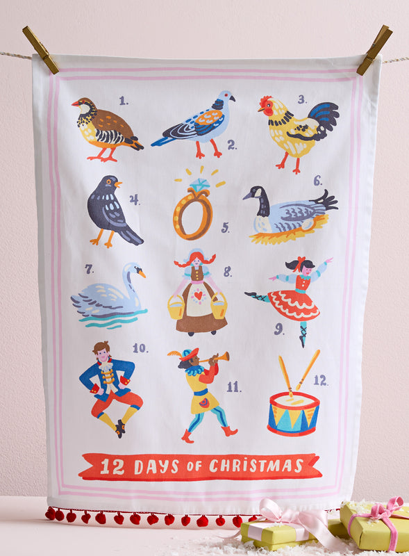 Twelve Days of Christmas Tea Towel
