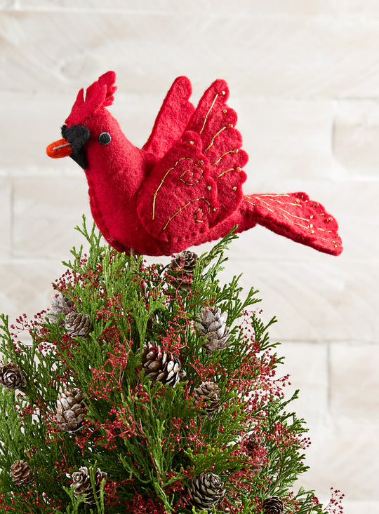 Handcrafted Cardinal Tree Topper