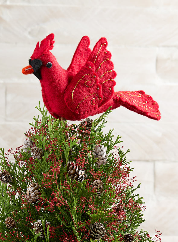 Handcrafted Cardinal Tree Topper