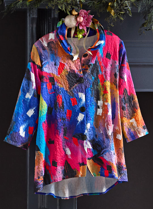 Expressionist Pebbled Shirt Jacket