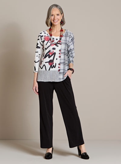 Mixed Motif Black-and-White Outfit