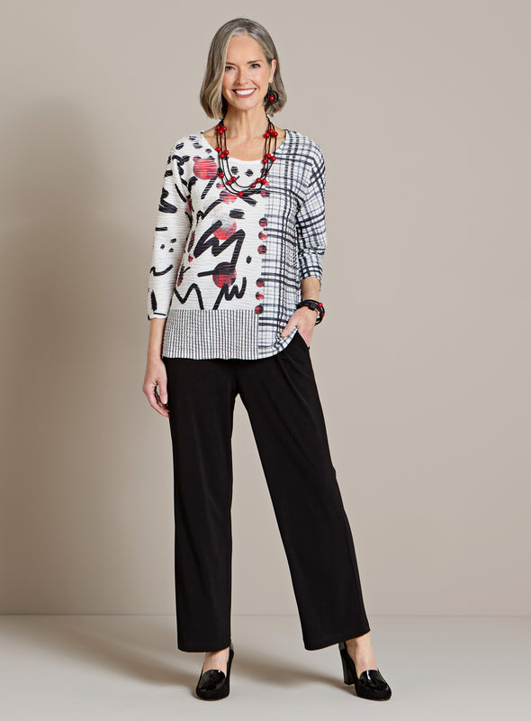 Mixed Motif Black-and-White Outfit