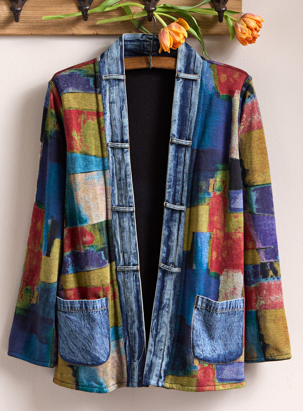 Paintbox Denim-Detail Reversible Jacket