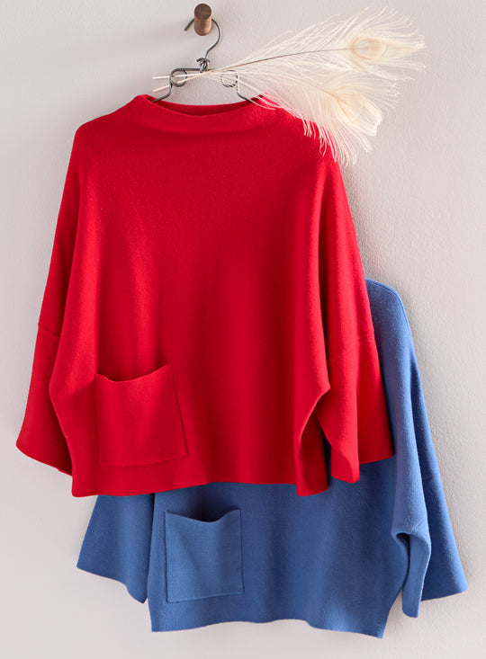 Soft Geometry Funnel-Neck Sweater