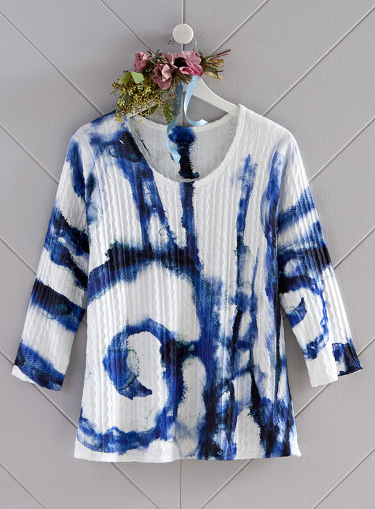 Indigo Motion Rib-Knit Top
