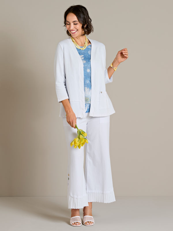 Polka Daisy and Pleat-Cuff White Outfit