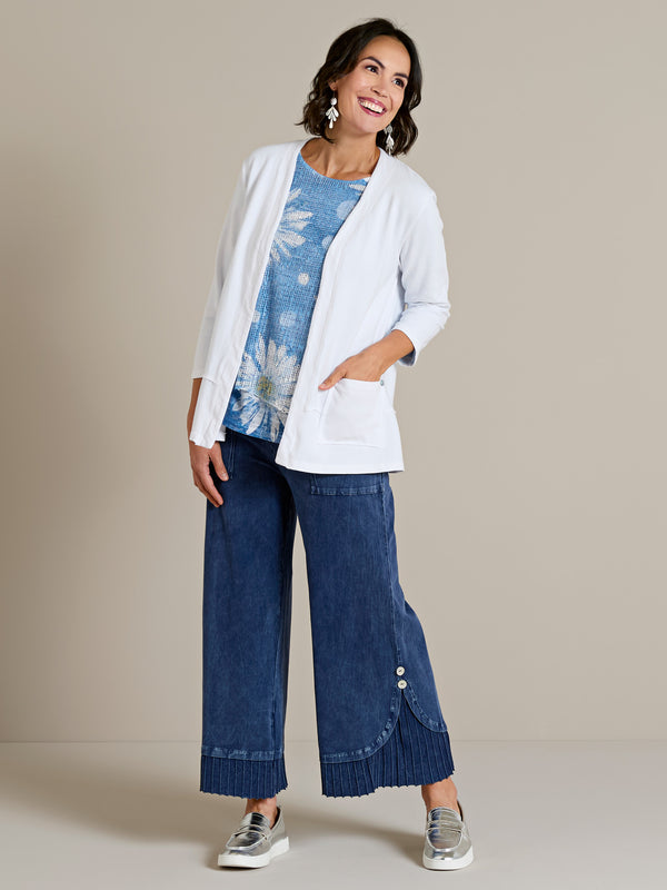 Polka Daisy and Pleat-Cuff Denim Outfit