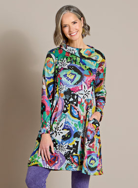 Painted Lilies Brushed Knit Tunic