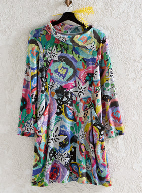 Painted Lilies Brushed Knit Tunic