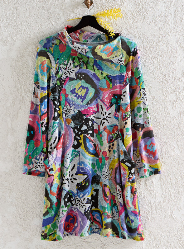 Painted Lilies Brushed Knit Tunic