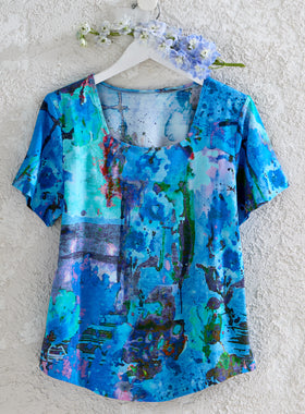 Blue Wash Square Neck Tee