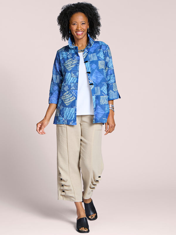 Blue Sketch Fold-and-Button Outfit