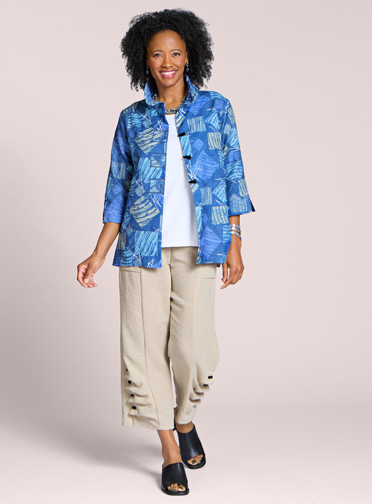 Blue Sketch Fold-and-Button Outfit