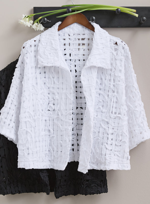 Mixed Grid Cropped Jacket