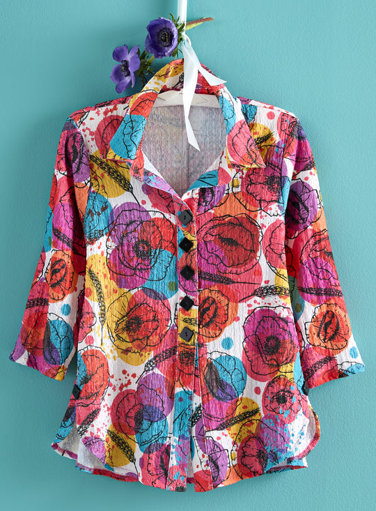 Freehand Floral Shirt Jacket