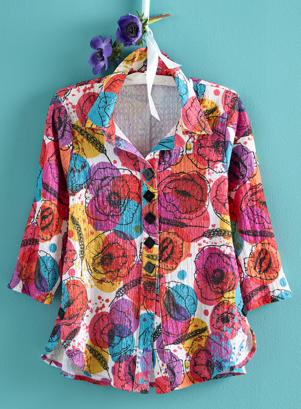 Freehand Floral Shirt Jacket